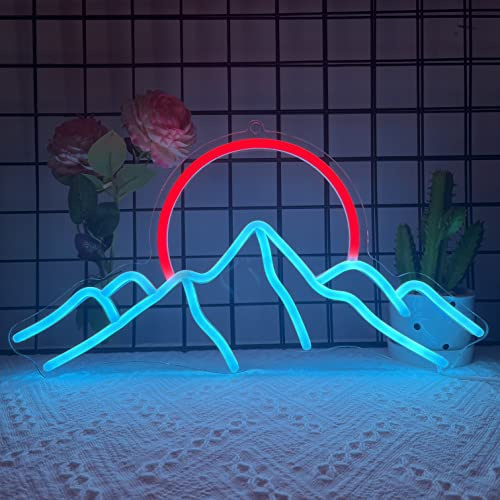 Anywin Mountain neonskylt för väggdekor, dimbar soluppgång solnedgång LED-skyltar med isberg neonskyltar konst för vardagsrum, sovrum spelrum, hotelldekor, coola gåvor för vänner, partner
