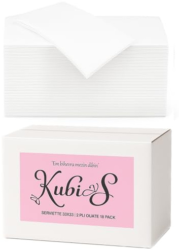 1800 Servilletas de Papel 33x33 cm Blancas – Desechables, 2 Capas – Suaves y Resistentes, para Bares, Heladerías, Snacks y Uso Diario