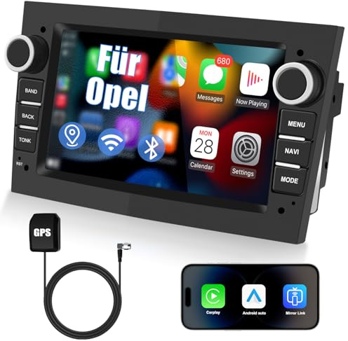 Ledio Bluetooth Autoradio mit Bildschirm für Opel Corsa d Corsa c Astra h Vivaro Zafira b Vectra c, Auto Radio mit Navi WLAN Dab Radio FM/AM, Mit Carplay Android Auto Mirrorlink, 7 Zoll 2Din Android