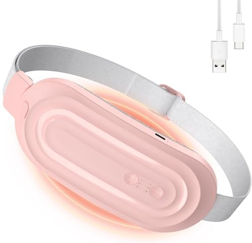 Menstrual Heating Pad, Period Pain Relief Heating Belt, 3s Fast Heating Electric Period Cramp Relief Device with 3 Heat Levels and 3 Massage Modes, Back or Belly Heat Pad for Women and Girls