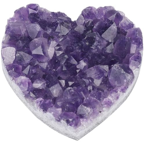 ARTSEWPLY Cuore di Quarzo Viola Naturale Ornamento Pietra Cristallo Decorativo per Scrivania e Camera Cristallo Artigianale Resistente e Unico per Arredo Minerali Gemme