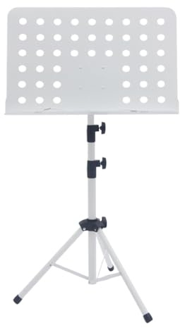 Generic Notenständer, Stabiler Und Praktischer Notenbuchhalter mit Verstellbarer Höhe für Instrumentalisten Und Bands, Weiß