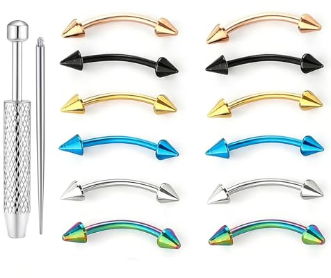 8-Delat Set Med 14g Ögonbryns- Och Näsringar Verktyg, örhängen, Läpp- Andra Piercingsmycken, Olika Färger