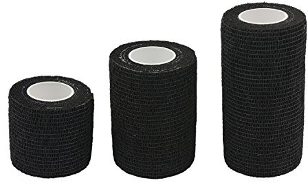 COMOmed Kohäsive Bandage 5cm 7,5cm 10cm 3 Stücke Selbstklebend Bandage Kohäsive Athletic Tape alleray getestet Blau Pflasterverband Fingerpflaster wasserfest elastisch Pflasterbandage, Schwarz