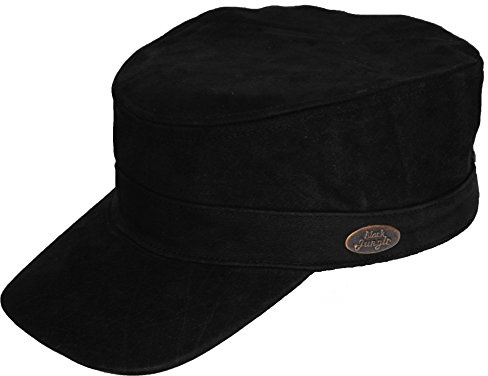 Black Jungle Field Cap, Leder, Cuba Cap, Biker Kappe, One-Size,