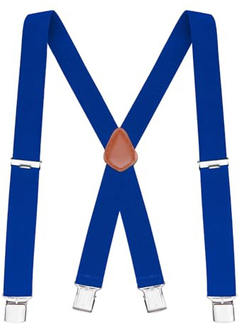 Buyless Fashion Suspenders for Men - 48 Elastic Adjustable Straps 1 1/4 - X Back - 5114-Royal-Blue