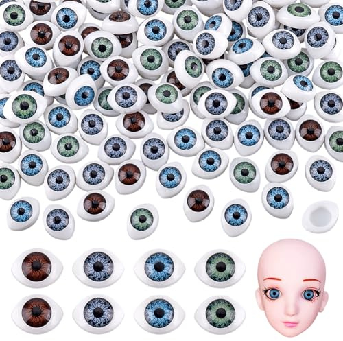 PandaHall 120 Zählt Kunststoff Scary Eyes Hohl Oval Flat Eyes Hälfte Bärenaugen für DIY Handwerk Puppen Porzellan oder Reborn Puppe Bär Stofftier Spielzeug Halloween Dekoration, zufällig 4 Farben