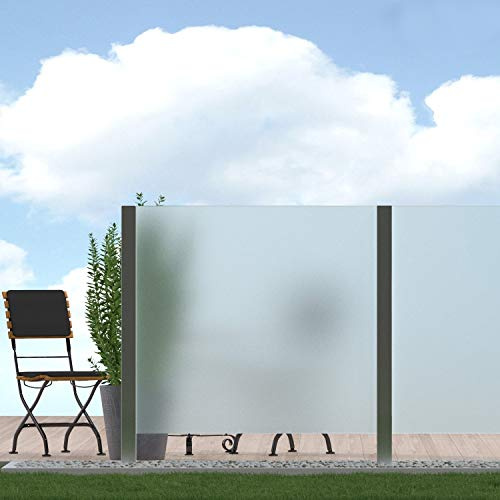 Bijon Sichtschutz Glas Terrassen, Windschutz Glaszaun, Garten | Vollflächig satiniert-PG3-J, 99x113,5cm
