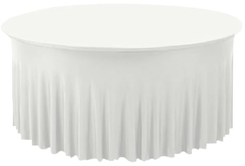 Gastro Uzal Deluxe Tischhusse Bankett Tischhussen Stretchhusse Husse Hussen Biertischhusse Bierzeltgarnitur für Hochzeit Event weiß 120 rund cm, Banketttischhussen