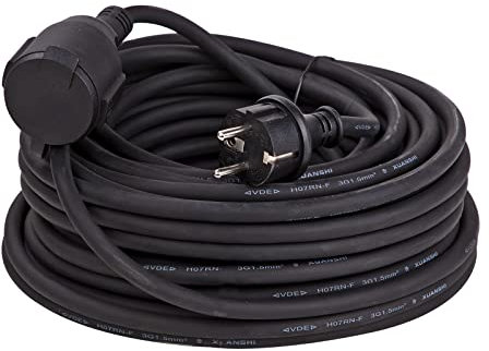 DEMA 25 m Verlängerungskabel Kabel H07RN-F 3x1,5mm² IP44 für innen + außen schwarz