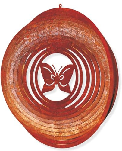 Rostikal Windspiel mit Schmetterling 18 cm Gartendeko Vintage Rost Deko Hängedeko Garten Deko