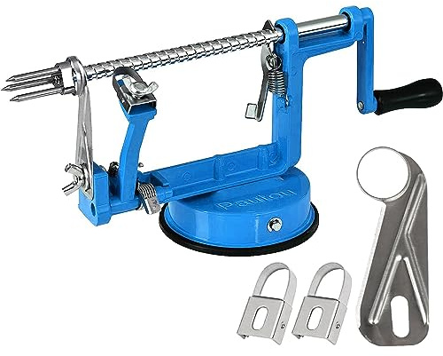Apple Peeler, Stainless Steel Apple Corer Slicer Peeler, Durable Heavy Duty Die Cast Magnesium Alloy Apple Peeler Slicer Corer(Blue)