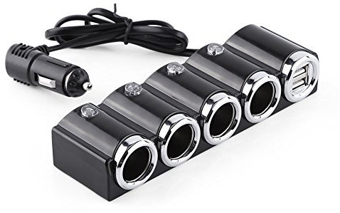 Encendedor de Cigarrillos Dioche, DC 12V/24V USB 4 Vías para Encendedor de Cigarrillos de Coche Divisor Adaptador de Cargador de Energía Popular