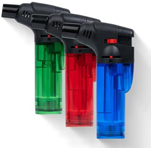 OKAEI Sturmfeuerzeug Jet Feuerzeug nachfüllbar Mini Gasbrenner Flambierer Jetflamme 3Stück