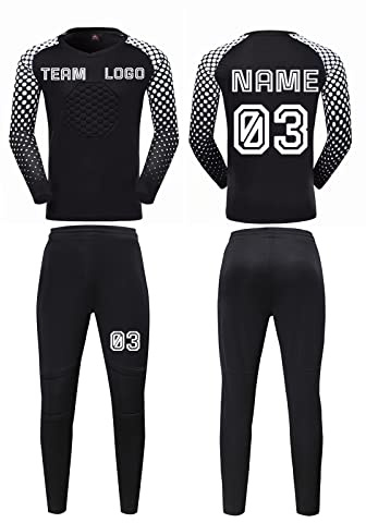 LJYTMZ Benutzerdefiniert Torwart Trikots für Erwachsene Kinder Heim/Auswärts Torwarttrikot Set mit Name Nummer Team Logo Torwartset