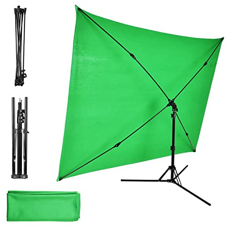 Andoer 2 x 1,5 m Green Screen Fondo Fotográfico verde con trípode ajustable en forma de cruz para fotografía, vídeo y televisión