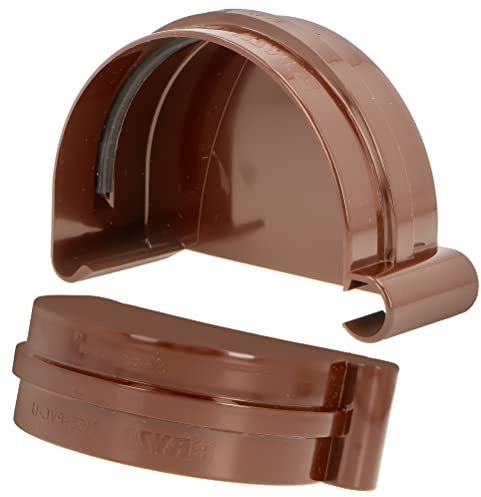 Terminale per grondaia, tappo sinistro per grondaia, in plastica, semicircolare, per grondaie, 125 mm, marrone