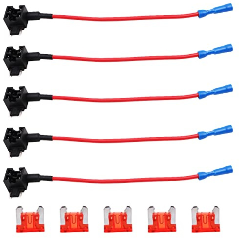 VOANZO 5 Stück 12 V 24 V Mini-Sicherungshalter, Schaltkreis-Sicherungshalter, Sicherungshalter, Box mit 10 A Schaltkreis, Mini-Flachstecker für Auto und LED (Micro)