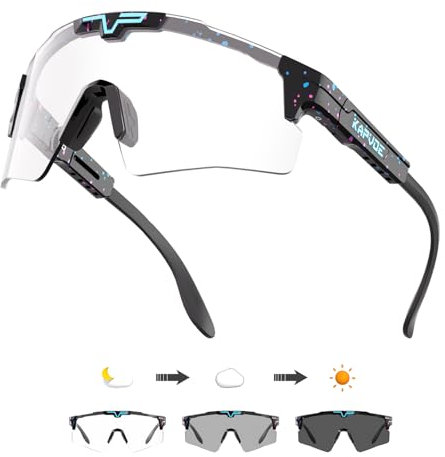 KAPVOE Photochrome Fahrradbrille Männer Frauen Klar Sport Sonnenbrille Einstellbare TR 90 Rahmen Mountainbike Sonnenbrille MTB Fahrradfahren
