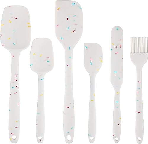 Espátula Silicona Cocina, Cucharas de Cocina con Núcleo de Acero Inoxidable, Antiadherentes de Silicona sin BPA Resistente al Calor 230℃, Utensilios Cocina para Hornear y Mezclar - 6 Piezas