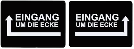 Hinweisschild Eingang um die Ecke Pfeil Links Rechts Selbstklebend Schwarz