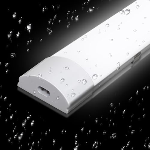 Jopassy Feuchtraumleuchte LED 120cm Neutralweiß IP65 Wasserfest feuchtraumlampe Werkstattlampe leuchtstofflampe Wannenleuchte lampe feuchtraum Leuchte für Garage Keller Bad Büro Warenhaus