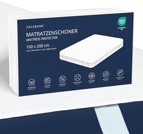 JACOBSON Matratzenschoner 100 x 200 cm - wasserdichte Matratzenauflage - atmungsaktiver Matratzenschutz (100x200cm)