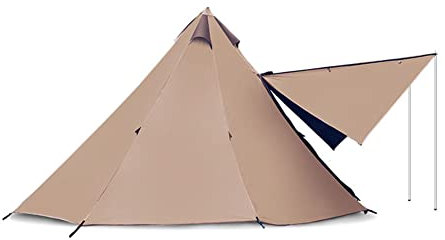 Camping-Indianer-Tipi-Zelt für 5–8 Personen, 3000 mm wasserdichtes Doppelschicht-Pyramidenzelt mit Herdloch für Camping, Wandern, Picknick, Garten