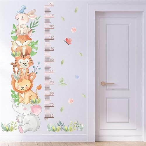 Messlatte für Kinder, Waldtiere Wandtattoo Kinderzimmer, Kinder Höhe Diagramm Wandsticker Wald Tiere Wandaufkleber, Skala misst 60-160cm, Geschenke für Jungen & Mädchen (Waldtiere-C)