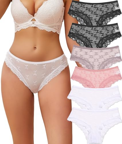 ALL OF ME 6-pack underbyxor dam spets sexiga underkläder för dam brasilianska trosor damunderkläder brasilien kvinnor hipster bekväma underkläder sömlösa spetsar flerpack S–XL, A-6, M