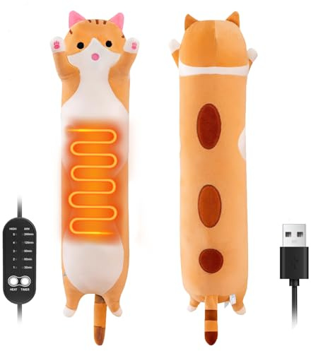 Katzen Heizdecke Kuscheldecke mit Abschaltautomatik, Elektrisches Heizkissen Usb für Periode, Warmies Wärmekissen Nacken Rücken Schulter Bauch, Weihnachtsgeschenke für Frauen Mädchen Katzenliebhaber