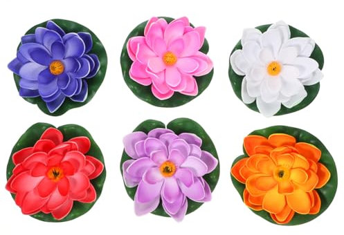 Cabilock 6stücke Künstliche Lotusblumen Simulierte Schwimmende Pflanzen Für Teichdekoration Fischbecken Garten Realistische Dekoration Multifunktionale Verzierungen Für