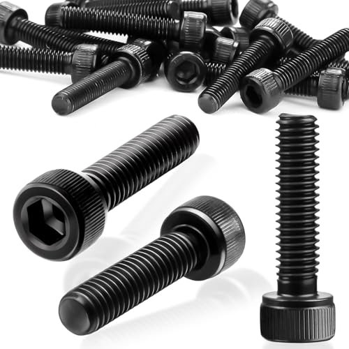 SWTYExt Lot de 60 vis à tête hexagonale creuse M3 x 16 mm en acier au carbone Vis cylindriques à six pans creux Filetage complet pour éléments de fixation (noir)
