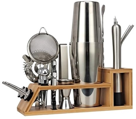 Juego de Cocktail Shaker 20 Piezas Boston Coctelera Bar Set Mezclador Hacer Kit Regalo Barman Acero Inoxidable Coctelera Profesional Herramientas
