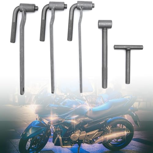 LUTQ Valve Adjustment Tool Set - 5-Pack, Including 3 L Type Valve Screw Wrenchs and 2 T Type Spanners - 8mm 9mm 10mm Motorcycle Valve Adjustment Tool
