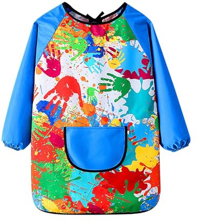 Generisch Malschürze Kinder | Malerkittel für Kinder | Wasserdicht Malkittel Einstellbar Bastelschürze mit Ärmeln und Big Taschen | Schürze Kinder Malen für 7-12 Jahre Mädchen Junge