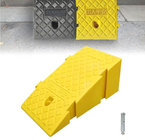 Rampe de Trottoir en Polypropylène Rampes de Seuil Rampe de Bordure Portables pour Allée Moto Scooter Voiture Chiens Garage Chariots Fauteuil Roulant(Yellow,25x27x13cm)