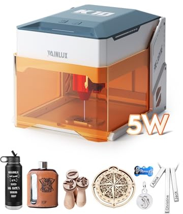 Wainlux K10 5 W Laser-Graviermaschine, Mini-Lasergravur, Lasergravur für Holz, Glas, Leder, Silikon, Acrylpapier, Genauigkeit bis 0,01 mm, 5000 mm/min