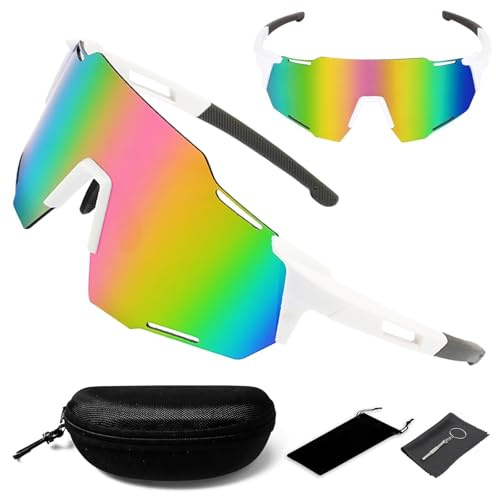 Occhiali da Sole Sportivi, Occhiali Ciclismo Uomo Donna, Occhiali Veloci, occhiali da Sole da Ciclismo, Protezione UV400, Per Ciclismo, Motociclismo, Corsa, Sci, Alpinismo, Pesca