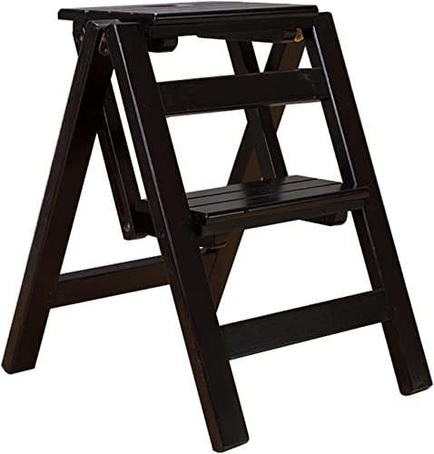 SJFJJKD Foldable Wood Ladder Stool Step-ladder Safety Portable Ladder Chair 2 Step Multi-Purpose Small Foot Stools Moveable Stairs Chair Home Kitchen Library (Color : D) Friendship Years