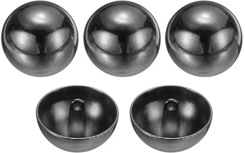 sourcing map Runde flache Metallknöpfe, 40 l, 25 mm, Einzelloch, Ersatzknöpfe für Männer und Frauen, Anzug, Wolle, Mantel, Hemd, Hosen, Nähen, Handwerk, Schwarz, 5 Stück