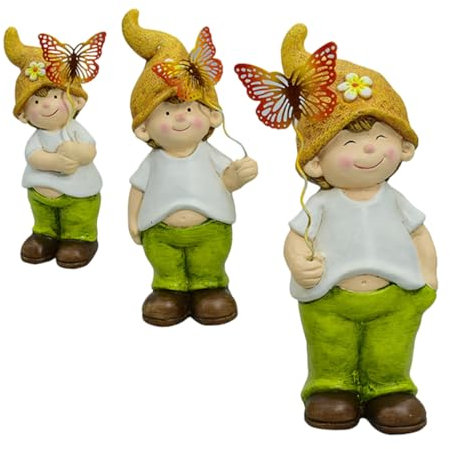 YARNOW 3pcs Statue de GNOME Céramique Décoration de Jardin Figurine de GNOME Mignon Ornement de Pelouse Statue pour Bureau ou Étagère