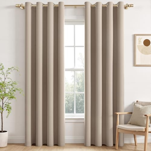 MIULEE Verdunklungsvorhänge Thermo Blickdicht Ösen 2er Set 140x245cm Taupe | Blickdichter Thermostoff für Wohnzimmer und Schlafzimmer, hilft Licht, Hitze und Kälte zu reduzieren.