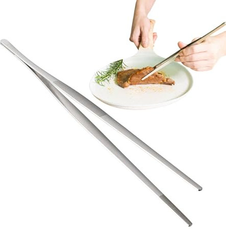 Pinzas Para Parrilla | Tenacillas De Acero Inoxidable Para Barbacoa | Agarrador Antideslizante Para Carnes, Pescados, Pastas, Buffet Y Uso En Horno