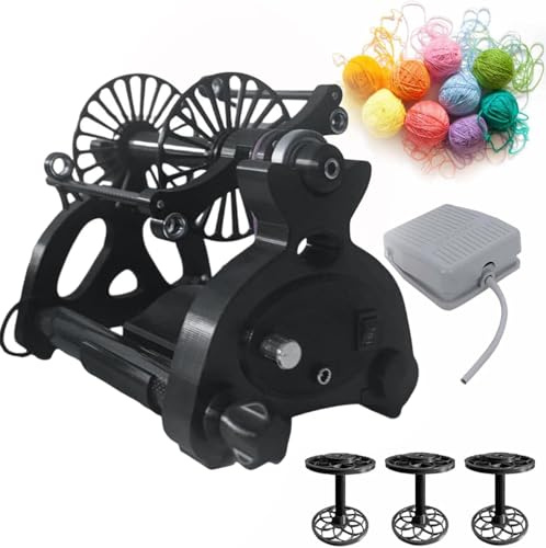 Filatore Elettrico per Filati, Ruota Di Filatura Automatica, Avvolgitore per Palline Di Lana per Filati, Mini Filatore per Lana, Commutazione Avanti E Indietro,Black