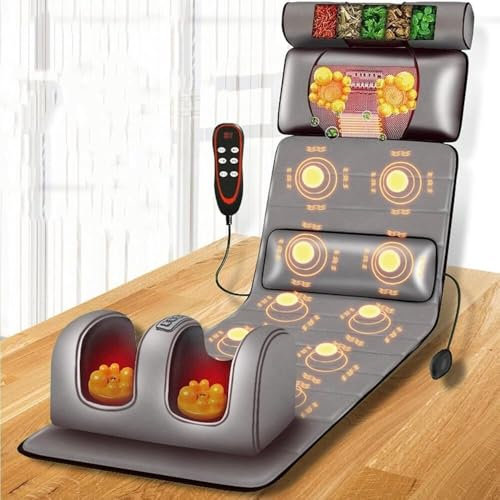 Esterilla de masaje corporal con calor, almohadas ajustables y almohadillas térmicas for relajar los músculos del cuello y la espalda.