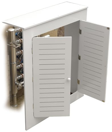 Cubre Radiadores Blanco con Cubierta para Radiador, de PVC Impermeable, con Estante Superior Que Ahorra Espacio, Tapa Radiadores Calefaccion para Dormitorio y Sala de Estar(50x80x15cm/20x32x6in)