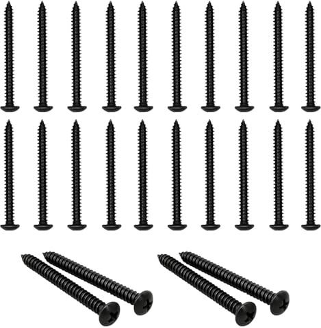 24 PCS Vis Inox 5x50 mm, Vis à Boistête Ronde Champignon Noire, Vis Terrasse Idéales pour Bricolage, Menuiserie et Fabrication de Meubles (Noir）
