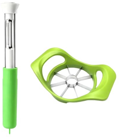 2 PCS Apple Corer and Slicer Set, Apple Peeler and Corer Tool Green, for Quick Fruit Preparation, Kitchen and Outdoor Use