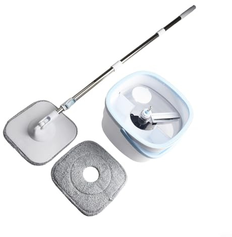 Honseadek Mains - Système de serpillère essorante avec seau, serpillère plate pour sols en bois dur, eau propre et sale séparée, ensemble de nettoyage efficace des sols, 2 pièces